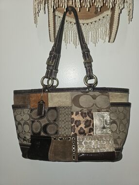 Coach Patchwork Purse Tote Cheetah Y2k Vintage